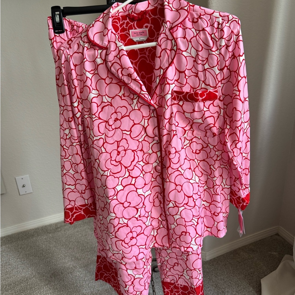 Kate Spade Red and Pink Floral Pajama Set